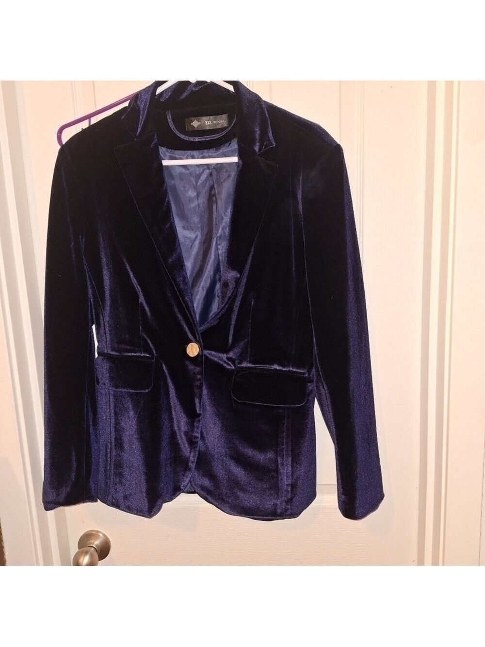 Vintage Blue Velvet Blazer Large